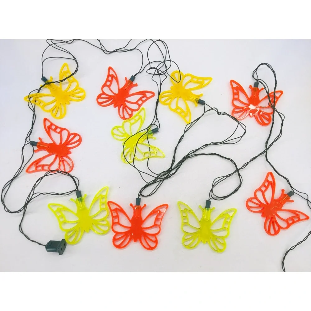 Noma String Lights Yellow Orange Vintage Y2K Butterfly Garden Decor 10 Light Set